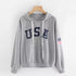 Women's Hoodie USA Flag Printed Sweatshirt Long Sleeve Pullover Tops - menochic